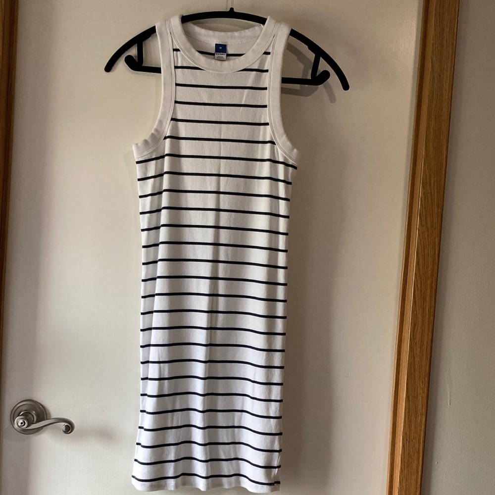 Old Navy Black and White Striped Midi Dress